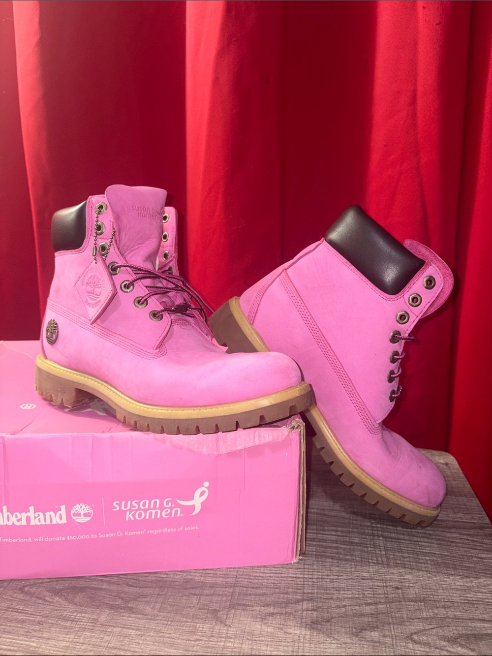 Timberland Women's Pink Lace-Up Work Boots Susan G Komen Breast Cancer Edition